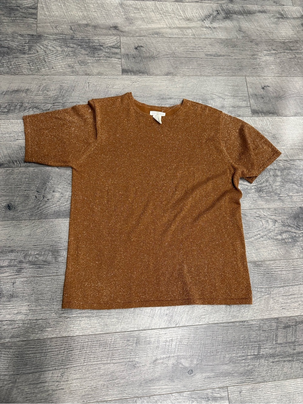 Sparkly Brown glitter Short Sleeve yarnworks blouse